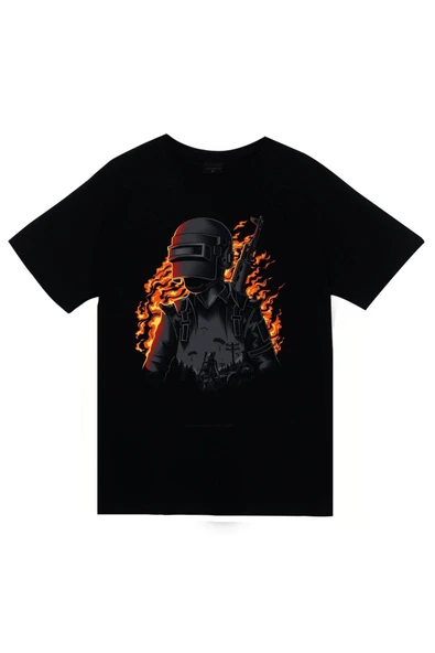 fame-stoned  Unisex Siyah Pubg Baskılı T-shirt ürün görseli 1