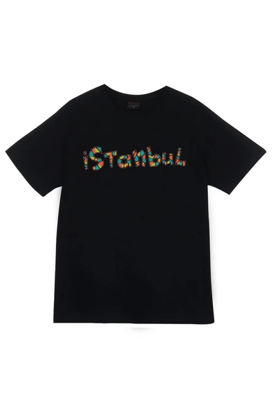fame-stoned  İstanbul Baskılı Unisex %100 Pamuk Siyah T-shirt ürün görseli