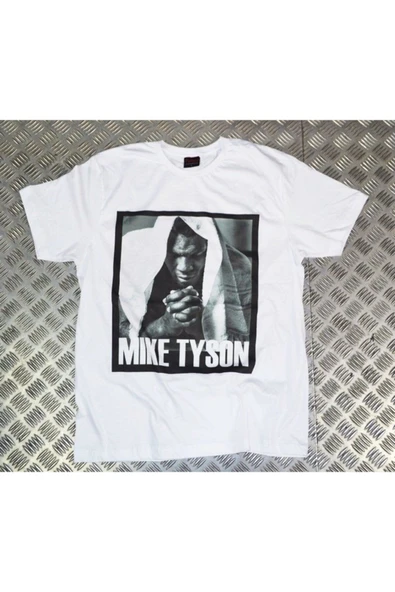 fame-stoned  Mike Tyson Baskılı Unisex %100 Pamuk Beyaz T-shirt ürün görseli