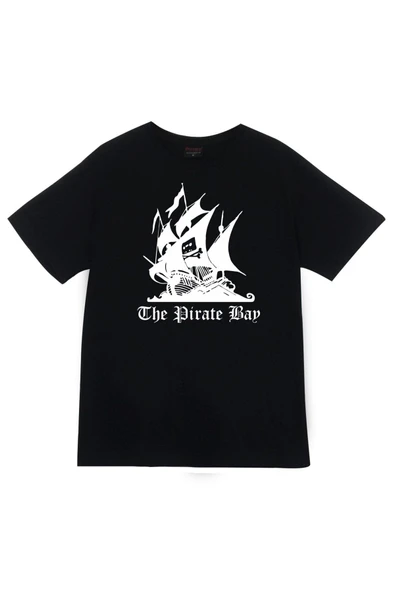 fame-stoned  Unisex Siyah The Pirate Bay Baskılı T-Shirt ürün görseli