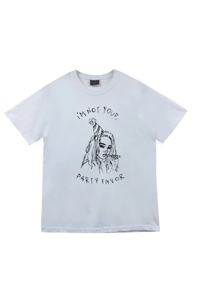 fame-stoned  Billie Eilish Baskılı Unisex %100 Pamuk Beyaz T-shirt