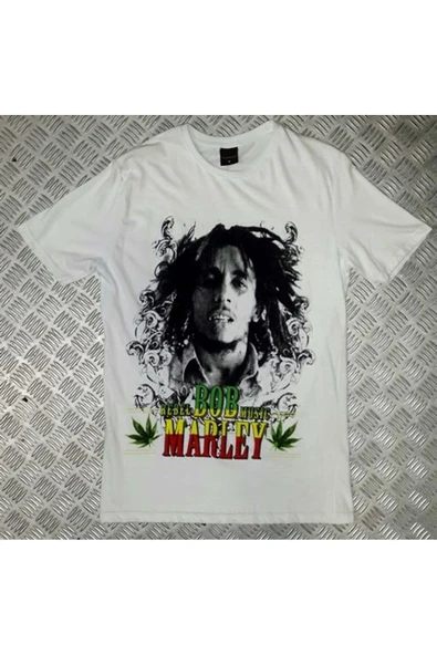fame-stoned  Bob Marley Baskılı Unisex %100 Pamuk Beyaz T-shirt ürün görseli