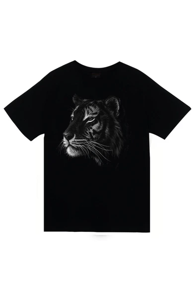 fame-stoned  Kaplan Baskılı Unisex %100 Pamuk Siyah T-shirt ürün görseli