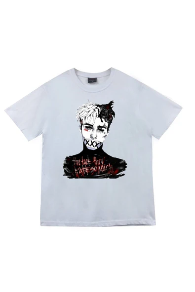fame-stoned  Xxxtentacion Baskılı Unisex %100 Pamuk Beyaz T-shirt ürün görseli