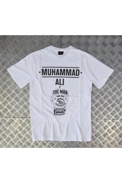 fame-stoned  Muhammed Ali Baskılı Unisex %100 Pamuk Beyaz T-shirt ürün görseli