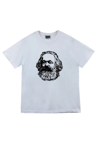 fame-stoned  Karl Marx Baskılı Unisex Beyaz %100 Pamuk T-shirt ürün görseli