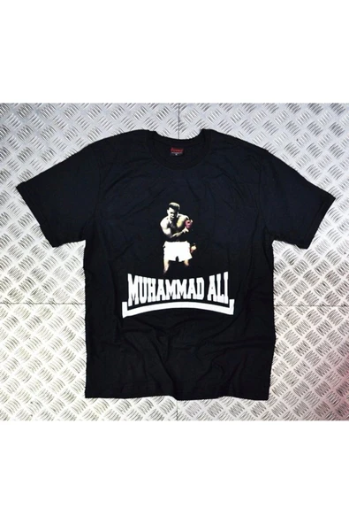 fame-stoned  Muhammed Ali Baskılı Unisex %100 Pamuk Siyah T-shirt ürün görseli