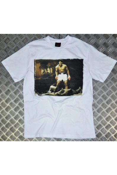 fame-stoned  Muhammed Ali Baskılı Unisex %100 Pamuk Beyaz T-shirt ürün görseli
