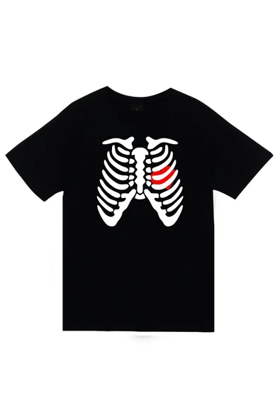 fame-stoned  Unisex Siyah Kurukafa Baskılı T-shirt