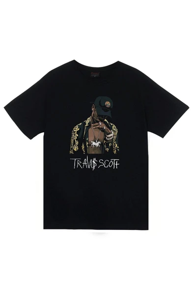 fame-stoned  Unisex Siyah Astraworld Travis Scott Baskılı T-shirt ürün görseli