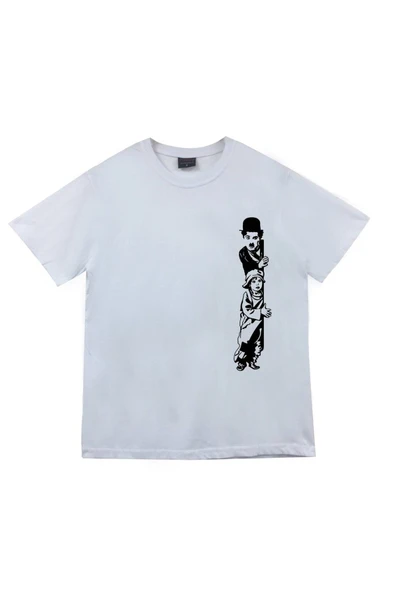 fame-stoned  Unisex Beyaz  Chaplin Baskılı T-Shirt ürün görseli