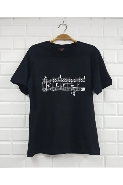 fame-stoned  Unisex Siyah Nota Baskılı T-shirt ürün görseli