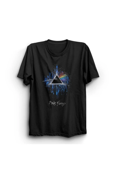 fame-stoned  Pink Floyd Baskılı Unisex %100 Pamuk Siyah T-shirt ürün görseli
