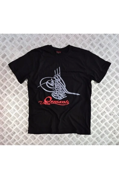 fame-stoned  Unisex Siyah Osmanlı Tuğrası Baskılı T-shirt ürün görseli 1
