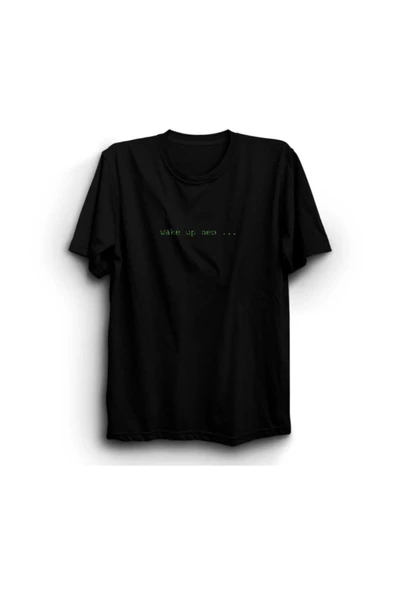fame-stoned  Matrix Wake Up Neo Baskılı Unisex %100 Pamuk Siyah T-shirt