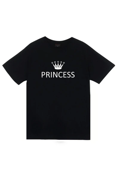 fame-stoned  Unisex Siyah Princess Prenses Baskılı T-shirt ürün görseli