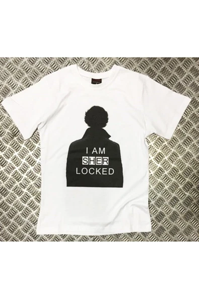 fame-stoned  Unisex Beyaz Sherlock Holmes Baskılı T-shirt ürün görseli 1