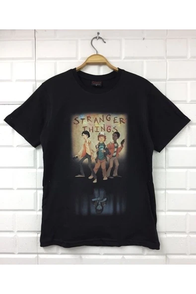 fame-stoned  Unisex Siyah Stranger Thıngs Baskılı T-shirt ürün görseli