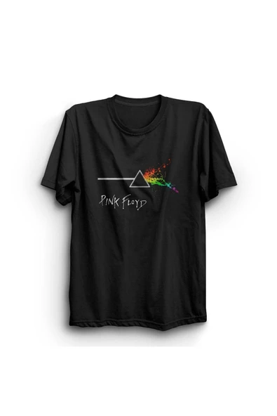fame-stoned  Pink Floyd Baskılı Unisex %100 Pamuk Siyah T-shirt ürün görseli 1