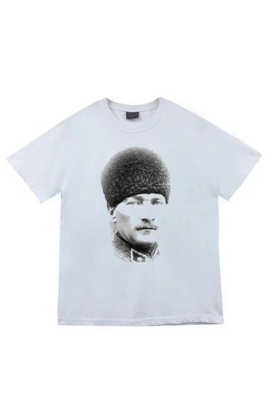 fame-stoned  Gazi Mustafa Kemal Atatürk Baskılı Unisex %100 Pamuk Beyaz T-shirt ürün görseli 1