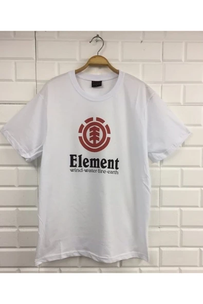 fame-stoned  Element Baskılı Unisex %100 Pamuk Beyaz T-shirt