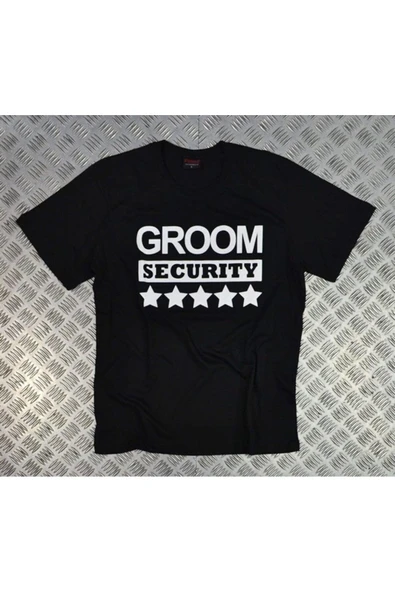 fame-stoned  Unisex Siyah Groom Securıty Baskılı T-Shirt