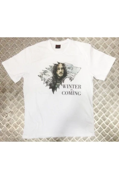 fame-stoned  Game Of Thrones Baskılı Unisex %100 Pamuk Beyaz T-shirt ürün görseli