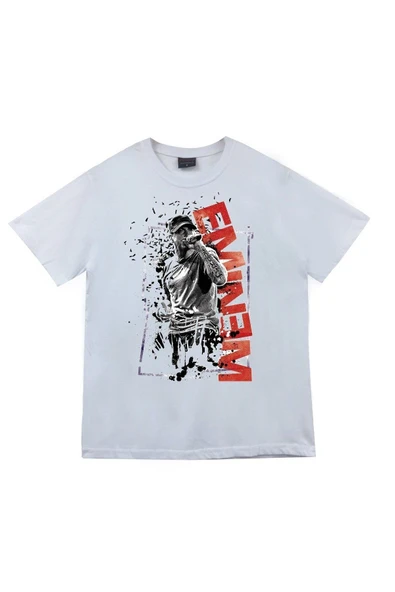 fame-stoned  Eminem Baskılı Unisex %100 Pamuk Beyaz T-shirt ürün görseli