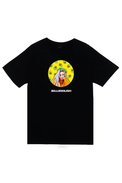 fame-stoned  Billie Eilish Baskılı Unisex %100 Pamuk Siyah T-shirt