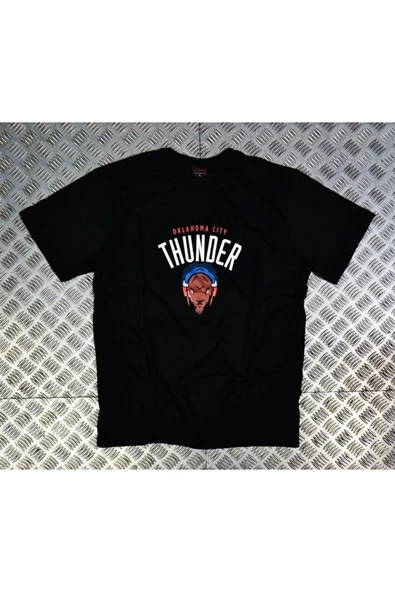 fame-stoned  Unisex Siyah Oklahoma Cıty Thunder Baskılı T-Shirt ürün görseli