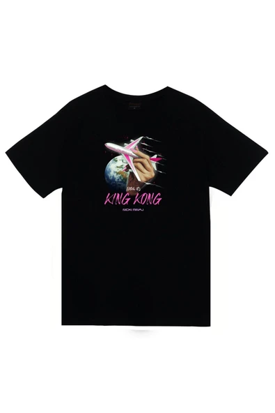 fame-stoned  Nicki Minaj, King Kong Baskılı Unisex %100 Pamuk Siyah T-shirt ürün görseli