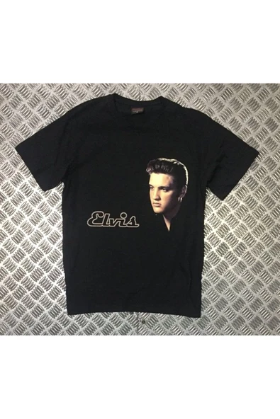 fame-stoned  Elvis Presley Baskılı Unisex %100 Pamuk Siyah T-shirt ürün görseli