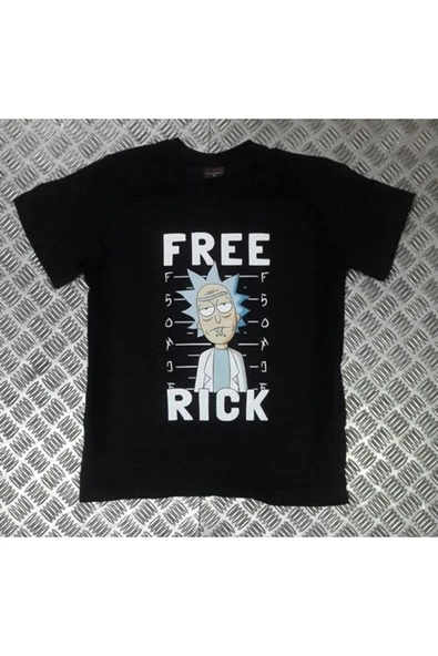 fame-stoned  Rick And Morty Baskılı Unisex %100 Pamuk Siyah T-shirt