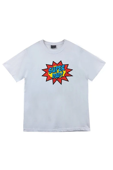 fame-stoned  Unisex Beyaz Super Dad T-Shirt ürün görseli