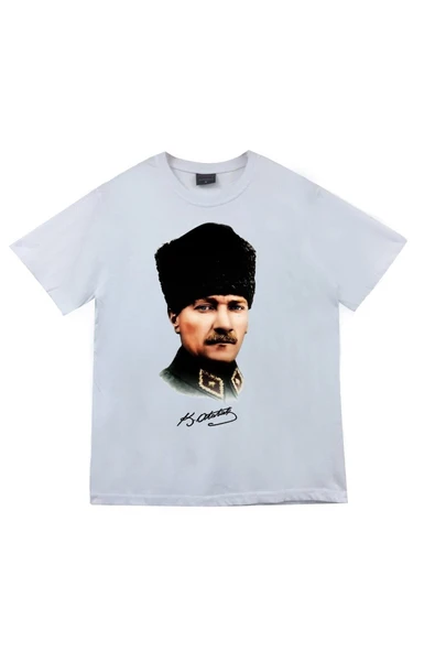 fame-stoned  Gazi Mustafa Kemal Atatürk Baskılı Unisex %100 Pamuk Beyaz T-shirt ürün görseli