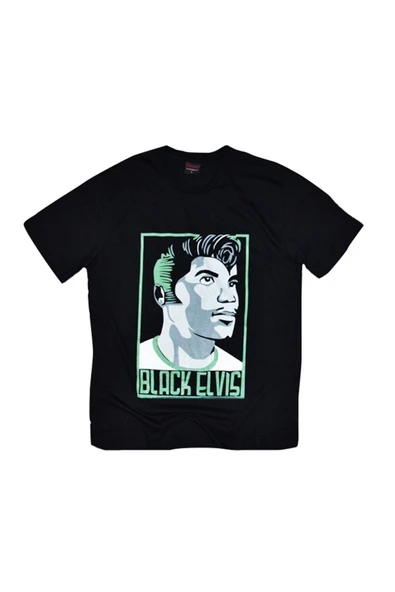 fame-stoned  Black Elvis Tişört Baskılı T-shirt