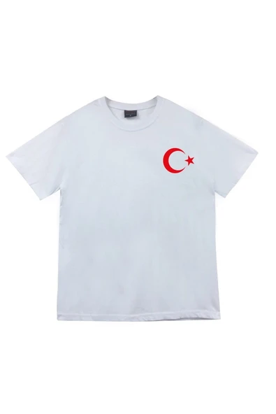 fame-stoned  Unisex Beyaz Ay Yıldız Baskılı T-Shirt ürün görseli 1
