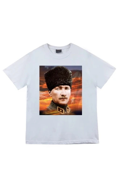 fame-stoned  Unisex Beyaz Mustafa Kemal Atatürk Baskılı T-shirt ürün görseli