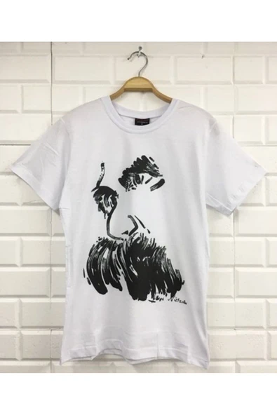 fame-stoned  Friedrich Nietzsche Baskılı Unisex %100 Pamuk Beyaz T-shirt ürün görseli 1