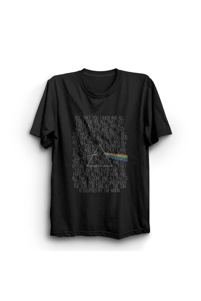 fame-stoned  Pink Floyd Baskılı Unisex %100 Pamuk Siyah T-shirt ürün görseli