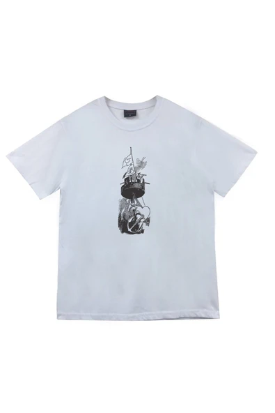 fame-stoned  Unisex Beyaz Denizci Gemi Çapa T-shirt ürün görseli