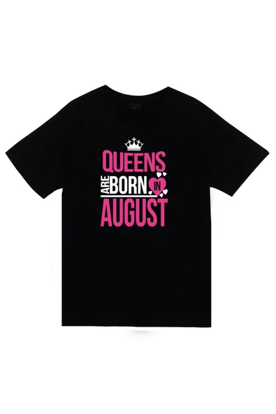 fame-stoned  Unisex Siyah Queens Are Born In August T-Shirt ürün görseli