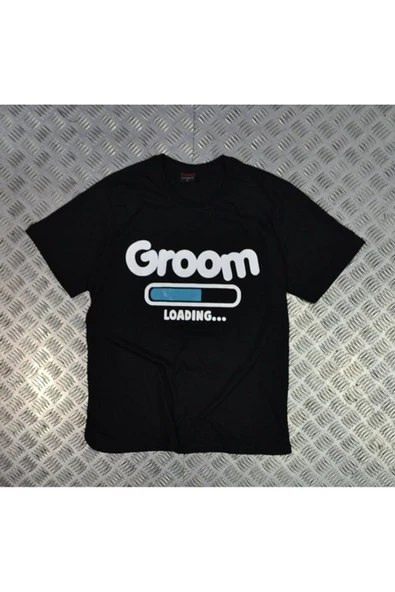 fame-stoned  Groom Baskılı Unisex %100 Pamuk Siyah T-shirt
