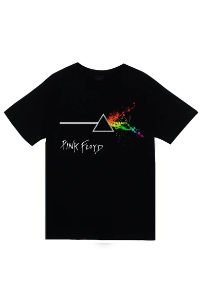 fame-stoned Pink Floyd Baskılı Unisex %100 Pamuk Siyah T-shirt ürün görseli 1
