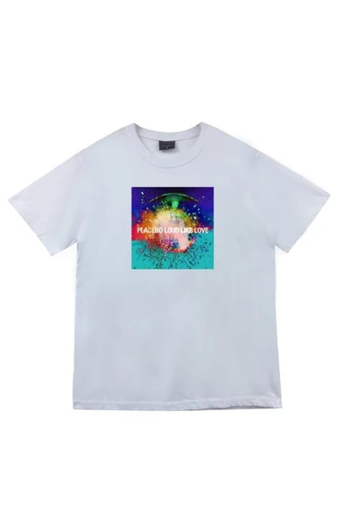 fame-stoned Placebo Baskılı Unisex %100 Pamuk Beyaz T-shirt ürün görseli