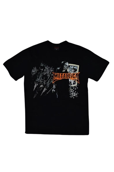 fame-stoned  Metallica Baskılı Unisex %100 Pamuk Siyah T-shirt ürün görseli