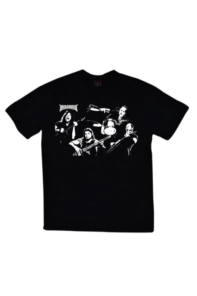 fame-stoned  Metallica Baskılı Unisex %100 Pamuk Siyah T-shirt