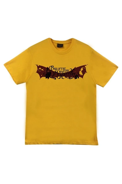 fame-stoned Bullet For My Valentine Baskılı Unisex %100 Pamuk Sarı T-shirt ürün görseli