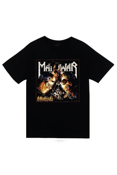 fame-stoned  Manowar Baskılı Unisex %100 Pamuk Siyah T-shirt