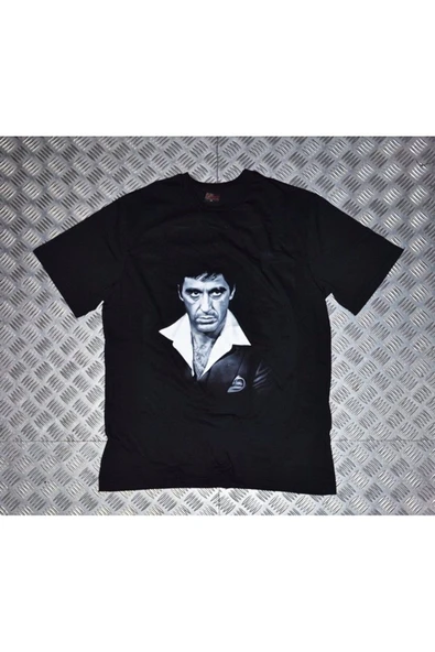 fame-stoned  Scarface Baskılı Unisex %100 Pamuk Siyah T-shirt ürün görseli
